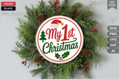 My 1st Christmas SVG | Christmas Round Sign SVG | Xmas SVG Product Image 2