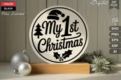 My 1st Christmas SVG | Christmas Round Sign SVG | Xmas SVG Product Image 3