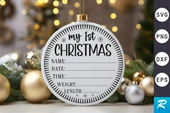 My 1st Christmas Name Date SVG ,Christmas Round SVG Design Product Image 1