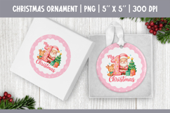 My First Christmas Sublimation | Pink Round Ornament Design Product Image 1