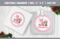My First Christmas Sublimation | Pink Round Ornament Design Product Image 1