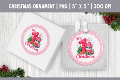 My First Christmas Sublimation | Pink Round Ornament Design Product Image 1