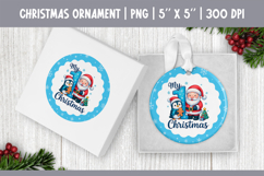 My First Christmas Sublimation | Blue Round Ornament Design Product Image 1