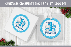My First Christmas Sublimation | Blue Round Ornament Design Product Image 1