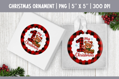 My First Christmas Sublimation | Red Plaid Ornament Design Product Image 1
