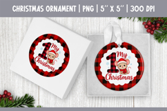 My First Christmas Sublimation | Red Plaid Ornament Design Product Image 1