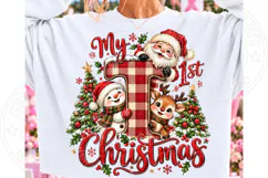 My 1st Christmas PNG | Cute Santa Snowman & Reindeer Baby Product Image 2