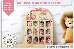 My First Year Photo Frame Laser Cut. Baby Photo Frame SVG Product Image 1