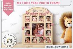My First Year Photo Frame Laser Cut. Baby Photo Frame SVG Product Image 1