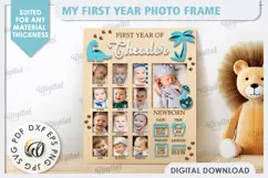My First Year Photo Frame Laser Cut. Baby Photo Frame SVG Product Image 1