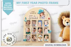 My First Year Photo Frame Laser Cut. Baby Photo Frame SVG Product Image 1
