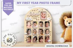 My First Year Photo Frame Laser Cut. Baby Photo Frame SVG Product Image 1