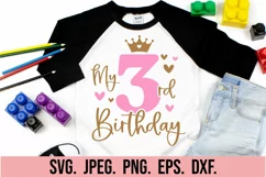 My 3rd Birthday Girl SVG - Three Princess Birthday Girl 3 Product Image 2