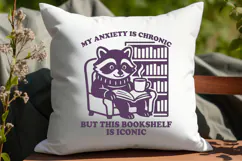 Anxiety Book Quote SVG PNG Cozy Raccoon Reading Design Funny Product Image 3