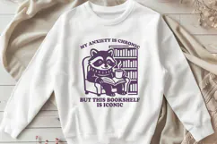 Anxiety Book Quote SVG PNG Cozy Raccoon Reading Design Funny Product Image 2