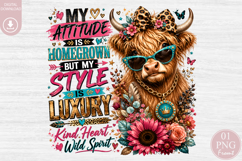 My Attitude Is Homegrown PNG, Sassy Highland Cow Design Product Image 1