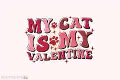 My Cat is My Valentine SVG T-shirt Design, Retro Valentine Product Image 1