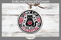 My Cat Is My Valentine v2 Round Keychain Sublimation Product Image 1