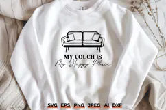 My Couch Is My Happy Place SVG, Cozy Home Quote Funny PNG Product Image 1