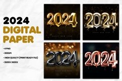Happy New year 2024 digital paper design Product Image 1
