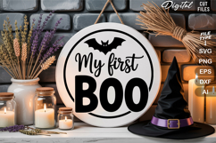 My First Boo SVG File | Halloween Round Sign SVG Product Image 1
