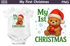 My First Christmas Sublimation | Cute Teddy Bear Clipart Product Image 1