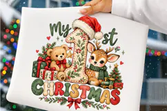 My 1st Christmas PNG | Cute Teddy Bear & Reindeer Baby Png Product Image 4