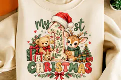 My 1st Christmas PNG | Cute Teddy Bear & Reindeer Baby Png Product Image 1