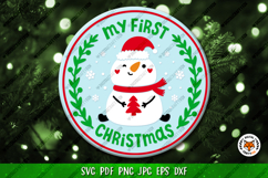 Christmas Round Sign Bundle SVG, Snowman Door Sign Product Image 7