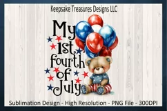 My 1st Fourth Of July, Teddy Bear, Baby Sublimation PNG Product Image 5