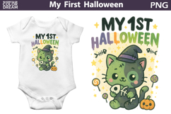 My First Halloween Sublimation | Cute Zombie Kitty Witch Hat Product Image 1