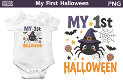 My First Halloween Sublimation |Cute Spider Witch Hat Print Product Image 1