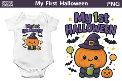 My First Halloween Sublimation |Cute Pumpkin Witch Hat Print Product Image 1