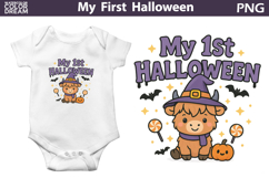 My First Halloween Sublimation | Cute Highland Cow Witch Hat Product Image 1