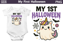 My First Halloween Sublimation |Cute Ghost Unicorn Witch Hat Product Image 1