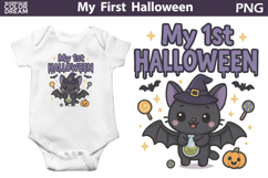 My First Halloween Sublimation |Cute Bat Witch Hat Product Image 1