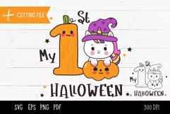 My first Halloween with Cute unicorn Halloween clipart Product Image 1