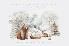 Christmas Animals Compositions, Watercolor Festive Clipart Product Image 5