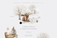 Christmas Animals Compositions, Watercolor Festive Clipart Product Image 3