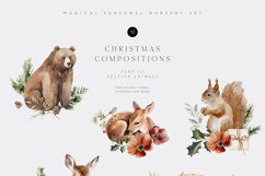 Christmas Animals Compositions, Watercolor Festive Clipart Product Image 3
