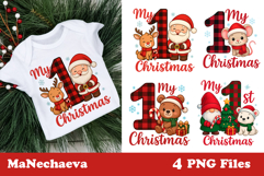 My First Christmas Sublimation | Red Plaid Baby Clipart Product Image 1