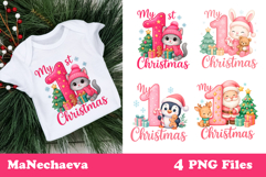 My First Christmas Sublimation | Pink Baby Christmas Clipart Product Image 1