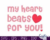 My Heart Beats For You Svg | Kids Valentines Svg | Love Svg Product Image 2