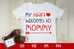 my heart belongs to mommy svg design shown on a youth shirt