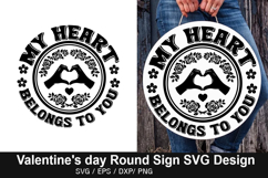 Valentine's Day Round Sign Design - My Heart Belongs To You Product Image 5