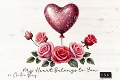 Floral Valentines Quote PNG | Valentines Day PNG Product Image 4