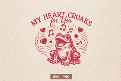 My Heart Croaks For You SVG, Funny Frog Valentine PNG Design Product Image 1