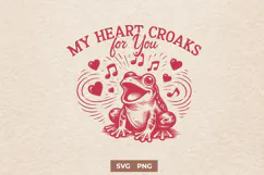 My Heart Croaks For You SVG, Funny Frog Valentine PNG Design Product Image 1