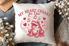 My Heart Croaks For You SVG, Funny Frog Valentine PNG Design Product Image 2