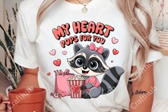 My Heart Pops For You Valentine Vibes PNG, Funny Raccoon PNG Product Image 2